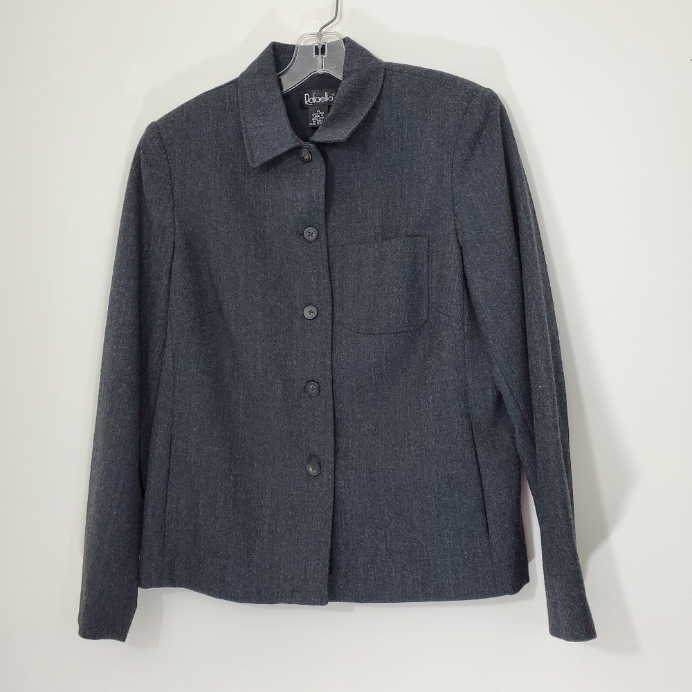 Rafaella Gray Wool Buttonfront Jacket, Size 10 - image 1